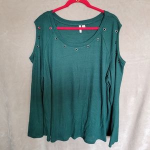 NWOT! Green Cold Shoulder Cato Top
